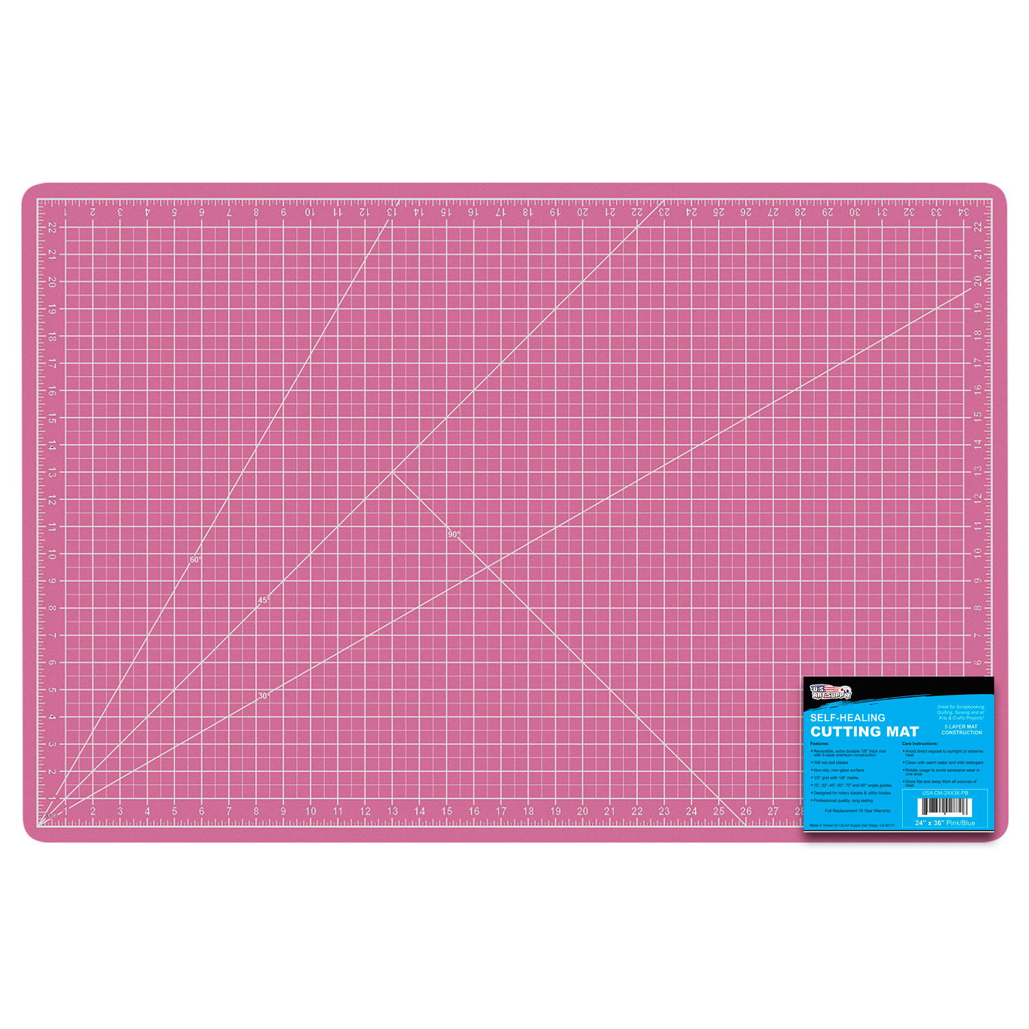 24 x 36 PINK/BLUE Self Healing 5-Ply Double Sided Durable PVC